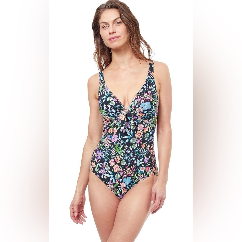 Profile by Gottex Women's Standard Flora V-Neck One Piece